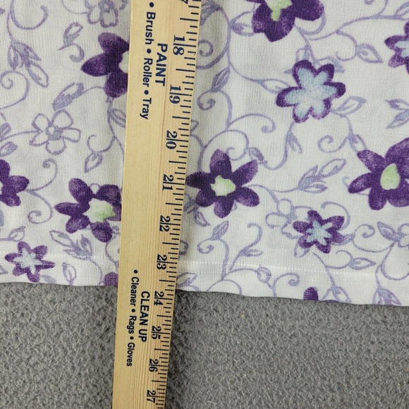 Vue Point Shirt Womens Large White Purple Floral Classiccore Grandmacore Tee - Picture 8 of 9